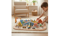 90 Pieces Wooden Train Set Diy Wooden Railway Set Toy Train Track with Accessories Non Playset BPA-Safe for Children, Playroom