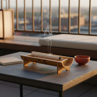Bamboo Warming Roll Burner Smooth Polished Finish Warming Roll Igniting Stable Base to Clean Horizontal Traditional Heat Application Holder