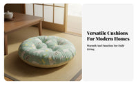 Japanese Design Round Futon Cushion Thickened Design Tatami Floor Cushion Comfortable for Meditators, Office Workers, Bay Window