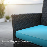 3 Pieces Waterproof 3-Piece Wicker Chat Set UV-Resistant 3-Piece Wicker Seating Group space-efficient Design Outdoor Furniture Sturdy and long-lasting for Apartment Dwellers, Homeowners, two people, Balcony, Patio, Garden, Backyard