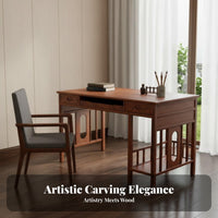 sturdy Wood Construction Wooden Desk with Drawers Traditional Design Writing Table Minimalist stylistic Home Furniture Multi-Functional for Adults, Professionals, Students, Study Room, Office, Workspace, Bedroom