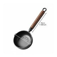 Hot Oil Pouring Pan No Coating Cast Iron Oil Pot Long Wooden Handle Single Egg Frying Pan
