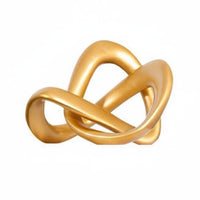 Geometric Knot Sculpture Minimalist Design Luxe Knot Statue Glossy Surface Gold Abstract Statue for Living Room