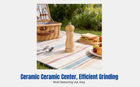 Wooden Pepper Grinder with Manual Ceramic Mechanism, Ideal for Pepper, Sea Salt, Sichuan Pepper, Kitchen Tool