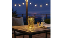 Weather Resistant Hollow Metal Solar Lantern Portable Cylindrical Cutout Lantern Flower Pattern Solar Lamp for Tabletop