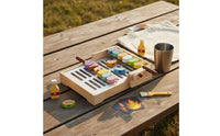 Role Playing Wooden BBQ Grill Playset Educational Method Inspired Kids Barbecue Playset Polished Border Wooden BBQ Grill Toy Portable Design for Toddlers