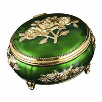 Vintage Metal Jewelry Box Presentable Storage Decor Rustproof for Vanity
