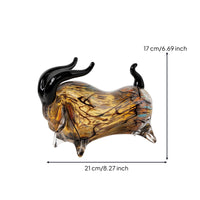 Glass Bovine Tabletop Bull Ornament Artistic Sculpture for Office, Bookshelf