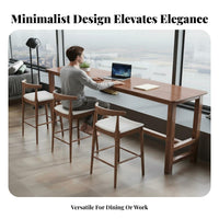 Solid Wood Bar Table Modern Dining Table Narrow Long Console Table Multi-functional Household Furniture Crafted from Rubberwood Suitable for Couples Cafe Balcony Living Room Homeowners