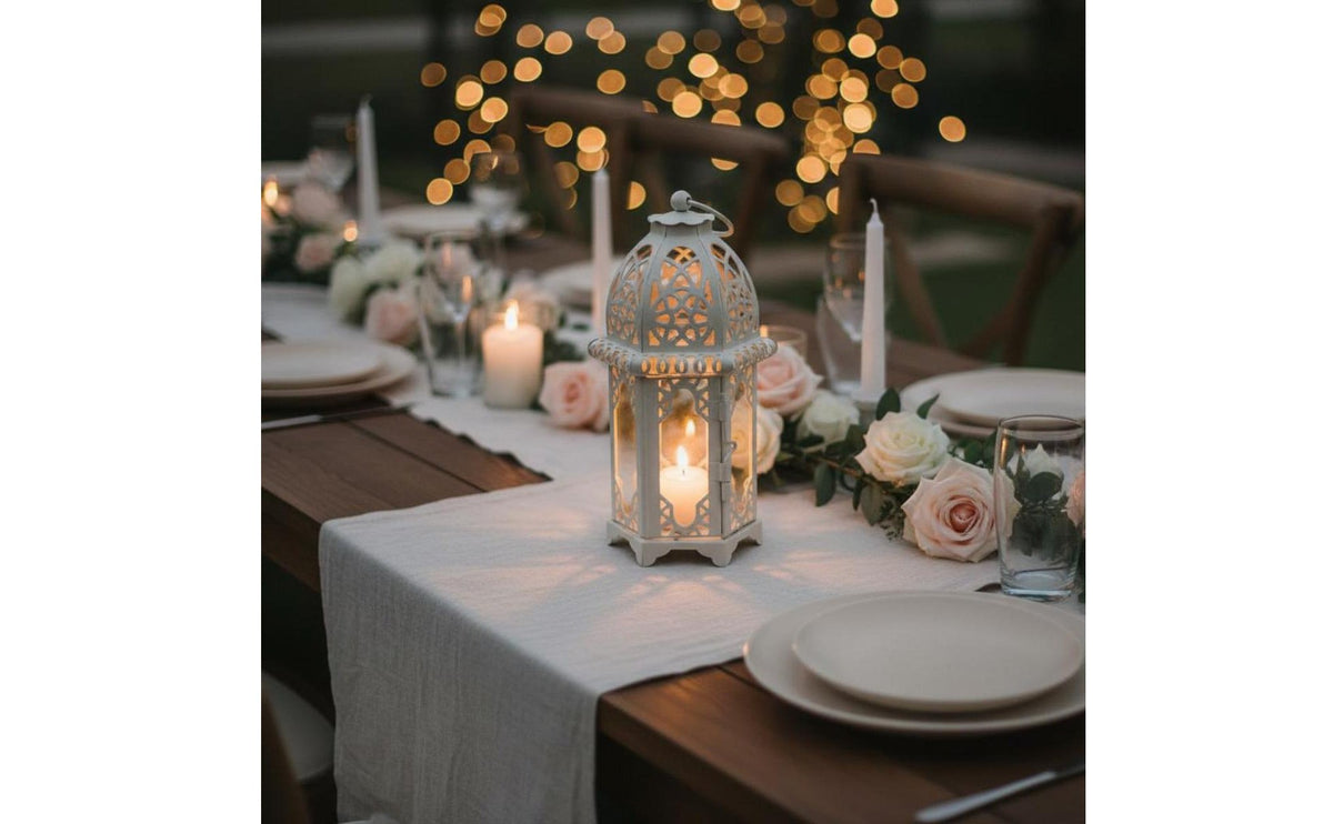Iron Candle Lantern Hollow-out Design Hanging Decorative Light Intricate Cutouts