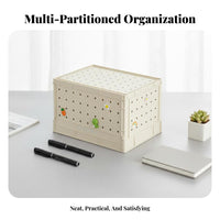 Transparent Clear Lidded Pegboard container particleresistant Lid Desktop Container multipurpose Organizer Case long-lasting for Office Workers, DIY hobbyists, Under Desk, Study Room, Workshop, Cacontaineret