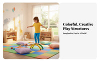 Early Education Quarter Circle Rocker Multi-Functional Curved Sensory Bridge Anti-Slip Design Modular Play Segment for Toddlers, Preschoolers, Kindergarten, Daycare, Playroom, Indoor