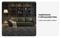 Upholstered Lounge Sofa Genuine Leather Upholstery Wooden Frame Couch Minimalist Design Living Room Furniture for Interior Decorators, Home, Apartment