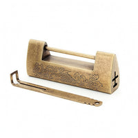 Engraved Scrollwork Brass Sliding Lock Traditional Pattern Antique Bronze Lock Looped Key Gate Sliding Bolt