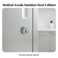 Stainless Steel Medical Cabinet Anti-Rust Pharmacy Medicine Cabinet Easy to Stainless Steel for Lab Technicians, Lab, Office, School