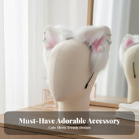 Doll-Like Design Young Cat Ear Headband Realistic Look Faux Cat Ear Headband Cosplay Ears Hair Hoop Lifelike Faux Creature Ears