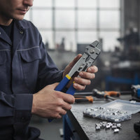 Ratcheting Wire Rope Crimping Pliers High-Leverage Crimping Tool with Sleeves Non-Slip Wire Rope Crimper Long-Lasting for Mechanics, Workshop, Garage