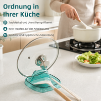 Lid holder, kitchen utensil holder & lid organizer, rectangular, PET, 17x15x7cm, for lids and spoons, splash-proof