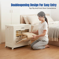 Large Capacity Storage Box, Foldable Organizer, Flip Lid, Wheeled, for Bedroom and Home