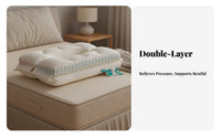 Pressure-Relief Ear Hole Double Layer Pillow High-Rebound Fiber Side Sleeper Pillow Breathable Material for Seniors, Bedroom, Nighttime