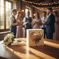 Marriage Card Box Wooden Card Box with Slot Tabletop Envelope Holder for Reception Tables