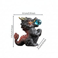 Dragon Figurine with Orb Tabletop Ceramic Dragon Decor for Bookshelf