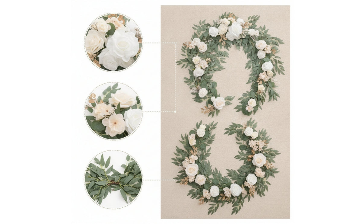 Artificial Flower Garland Faux Floral Garland Wedding Floral & Foliage for Home Decor, Party