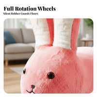 Multipurpose Bunny Shaped Ottoman Comfortable Seating Cartoon Rabbit Chair Soft Textile Soft Rabbit Stool Rounded Corners Design for Toddlers, Families, Family, Living Room, Entryway, Bedroom, Playroom