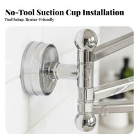 Suction Holder Rag Holder Easy-Mount Installation 3-Bar Rotating Drying Rack Rotate Towel Rack Space-Saving Household Storage