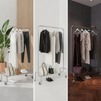 Garment Rack with Wheels Floor-Standing Rolling Garment Rack Heavy-Duty for Merchandisers, Home Organization