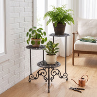 3-Tier Plant Stand Ornate 3-Tier Plant Shelf Heavy-Duty Furniture for Balcony