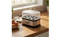 Countertop Egg Cooker Stainless Steel Electric Egg Cooker Breakfast Appliance Clear Lid Compact