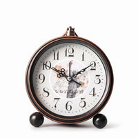 Vintage Alarm Clock Ornate Hands Round Dial Retro Metal Alarm Clock