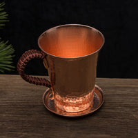 Copper Cup with Saucer Handmade Hammered Copper Mug Handmade for Home Cafe