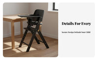 Adjustable Growth Chair Ergonomic Design Wooden Infant High Chair Easy to Clean for Young Children, Parents, Mealtime, Kitchen, Study Room