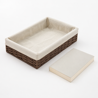 Japanese Storage Basket, Braided Laundry Basket Made of Plant Fiber, Laundry Hamper with Fabric Insert, Stackable for Bedroom