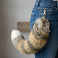 Real Fox Tail Keychain for Hanfu and Cosplay Outfits, Handmade Plush Accessory