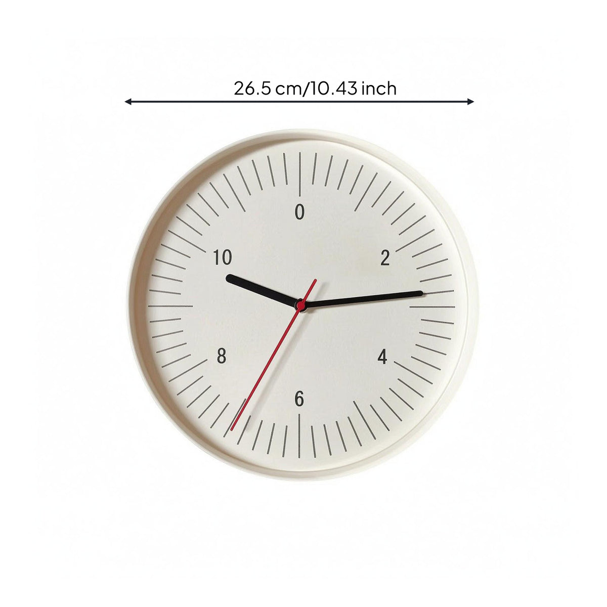 Fine Minute Markers Arabic Numeral Wall Clock Red Second Hand Minimalist Wall Clock Black Hands Home Decor ABS Plastic for Living Room, Bedroom