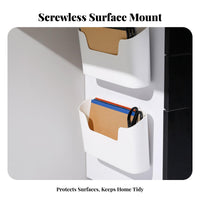 Space-Saving Storage Box Drilldrillless Installation Mounted Holder No Drilling Required Organizer Bin Easy to Install for Homeowners, Students, RV Owners, Cabinet Door, Refrigerator, Dorm Room, Bathroom