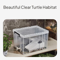 Transparent Turtle Enclosure with Basking Platform, Drainage