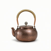 Curved Spout Copper Tea Kettle Wrapped Handle Tea Kettle with Lid Large Capacity Handmade for Hosts, Kitchen