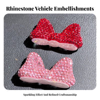 Rhinest Single Bow Car Ornament Sparkling Crystal Bow Car Decoration Mini Size Dashboard Decoration for Girls, Drivers, Center Console