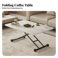Foldable Design Convertible Lift-Top Table Space Saving Lift-Top Rolling Desk Multi-Functional Living Room Furniture Adjustable Height for Small Apartment Residents, Telecommuting Workers, Homeowners, Dining, Home Office