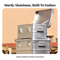 Waterproof Lidded Storage Trunk Large Capacity Latching Aluminum Case Multi-Functional Organizer Chest Portable for Campers, Outdoor fans, Homeowners, Camping, journey journeys