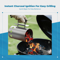 Fire Chimney Starter Easy to Use Charcoal Lighting Canister Heavy Duty Sturdy Build for Adults, Picnic, Tailgating, Home Kitchen