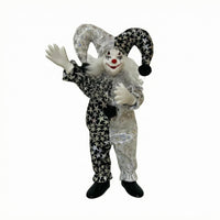 Ceramic Clown Doll Textile Clothing Clown Figurine Jester Doll Wire-Supported Decor Figure Oversized Shoes for Decorative Use