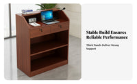Modern Design Floor-Standing Lectern Multi-Purpose Reception Host Stand Wide Tabletop Wooden Podium with Storage Long-Lasting Construction for Presenters, Receptionists, Lecture Halls, Classrooms, Conference Rooms, Churches