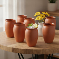 6 Pieces Terracotta-Brown Cantarito Cup Dishwasher Safe Cup Sturdy Drinking Cups Rustic for Hosts, Bartenders, Home Establishments, Parties, Everyday Use