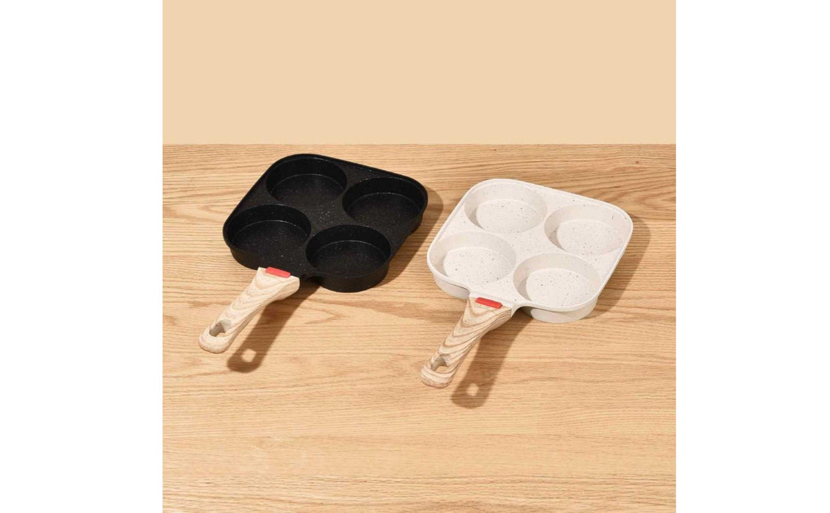 Four-Cavity Frying Even-Heating Pan Heating Multi-Cavity Pancake Griddle Comfortable Grip 4-Cup Egg Cooker Pan for Families, Kitchen, Rv