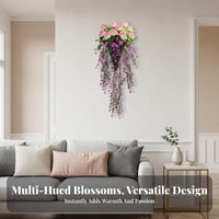 Ready to Hang Wall Hanging Floral Decor Lifelike Appearance Artificial Blossom Vine Realistic Look Artificial Blossom Wall Basket Low Maintenance for Home Decorators, DIY Enthusiasts, Living Room, Bedroom, Balcony, Front Door
